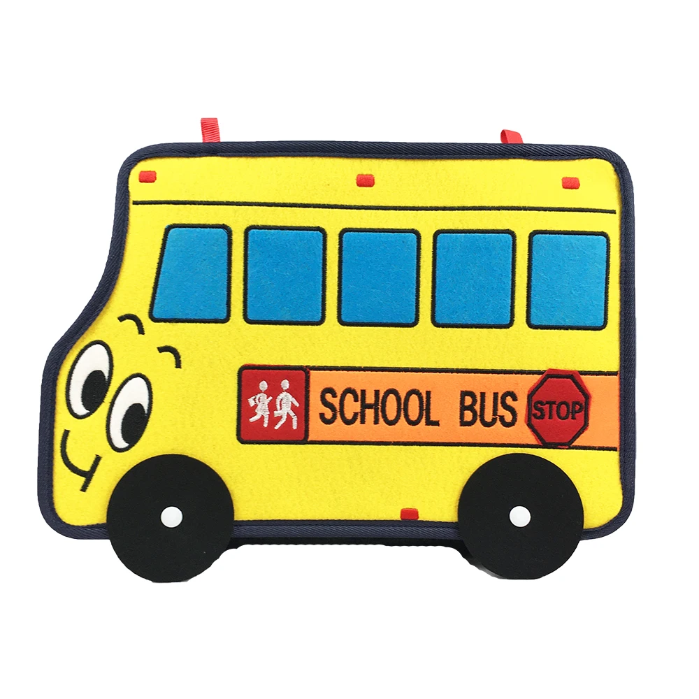 Factory Price School Bus Style Felt Quiet Book for Toddlers Learning Basic Life Skill
