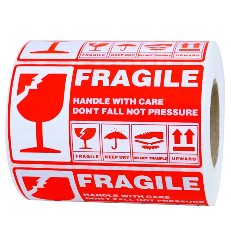 
logo stickers custom printing do not bend Security Warning Shipping Label roll fragile stickers gray rose gold fragile stickers 