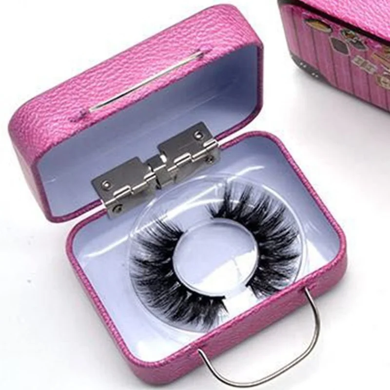 Delicate Rectangular Mini Iron Vintage Cartoon Eyelash Tin Box Suitcase