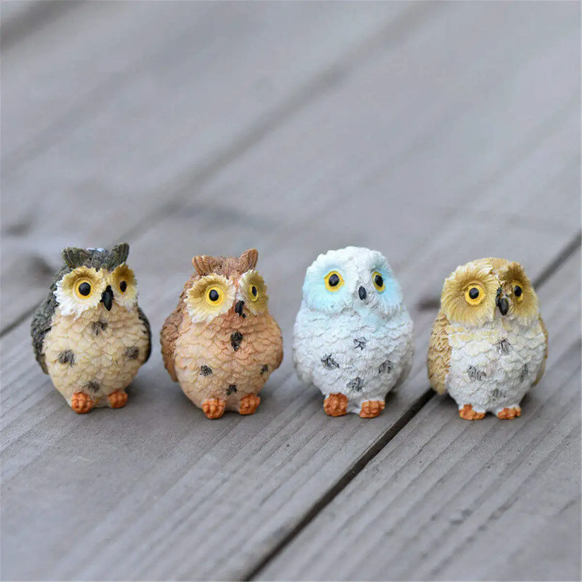 Miniature Cute Owls Fairy Garden Terrarium Figurine Garden Decor DIY Bonsai Resin Craft Ornament