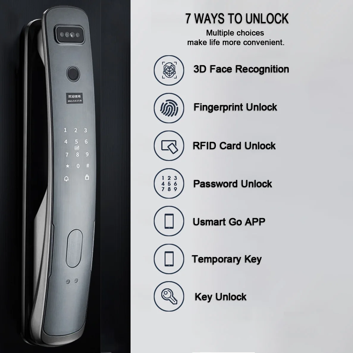 3D Распознавание лиц Умный Замок с функцией ночного видения, определение отпечатка пальца пароль ключ-карта автоматической разблокировки с камерой Wi-Fi и приложение