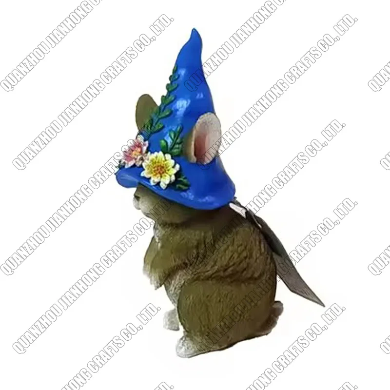 Resin Rabbit Sculpture Decoration Blue Bunny Figurine Easter Gift