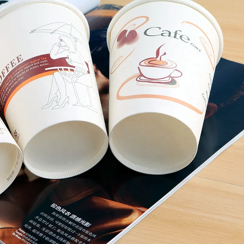 Пользовательский Одноразовый бумажный стаканчик, классический дизайн, бумажная кофейная чашка с крышкой