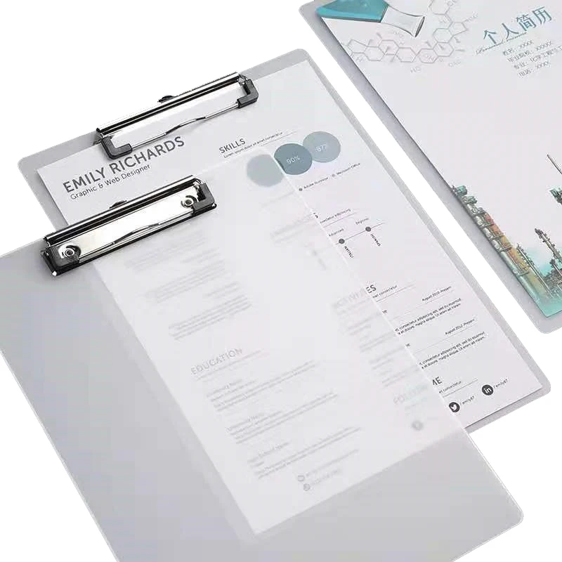 Top Sale Stationery Smooth Surface Custom Logo Orinted Storage Plastic Clipboard A4 A5 A6