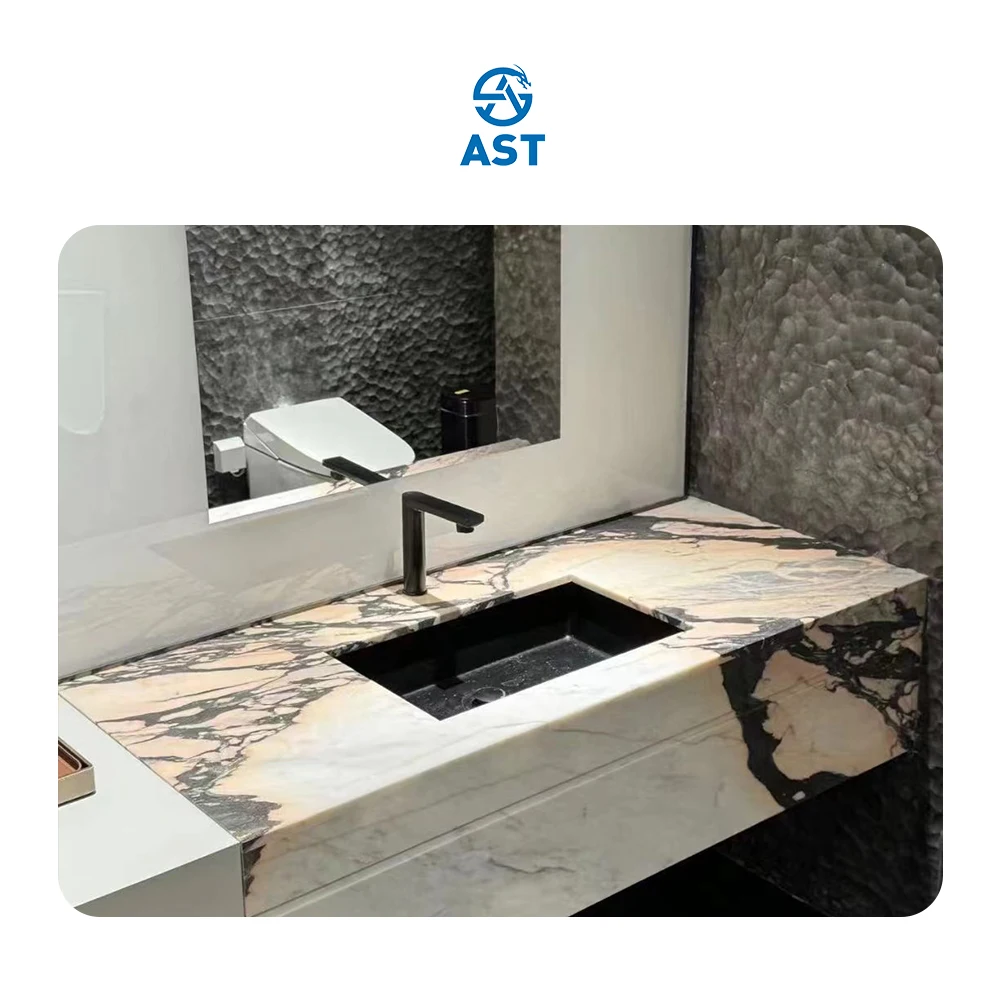 AST OEM/ODM Natural Hight Quality Modern hot selling Polished Calacatta Pink Marble for living room decoration