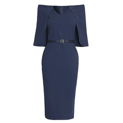 Cloak Bodycon Party Vestidos Belt Plus Size African Elegant Office Ladies Formal Work Turkey Ol Women Office Dresses For Career