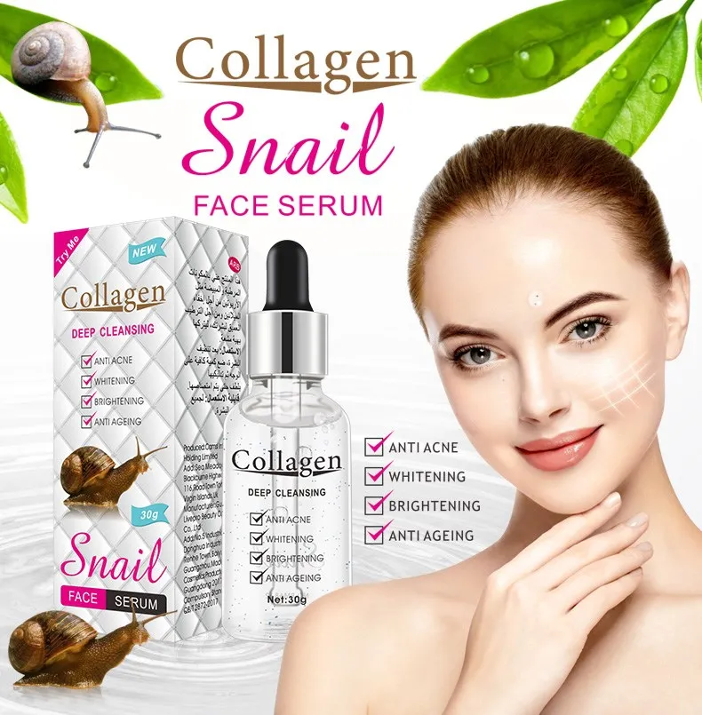 Wholesale skin face Snail serum private label collagen hyaluronic acid natural oem vitamin Face Snail serum