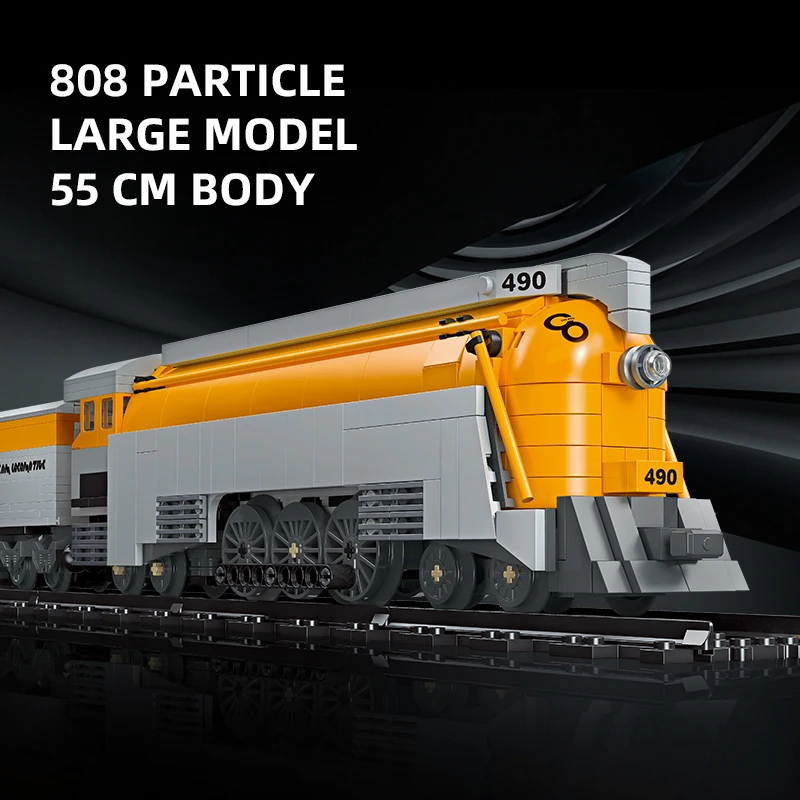 JIESTAR 808 Pcs Simulation Co 490 Steam Locomotive Steam Train Model Building Block Set Children Collectible Diy Train Set Toy