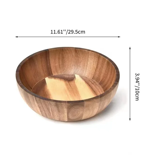 2023 Hot Selling home decor Wooden Bowls,with Utensils Wooden Forks and Spoons Mix size Stackable Dish for Fruit Salad Vegetable