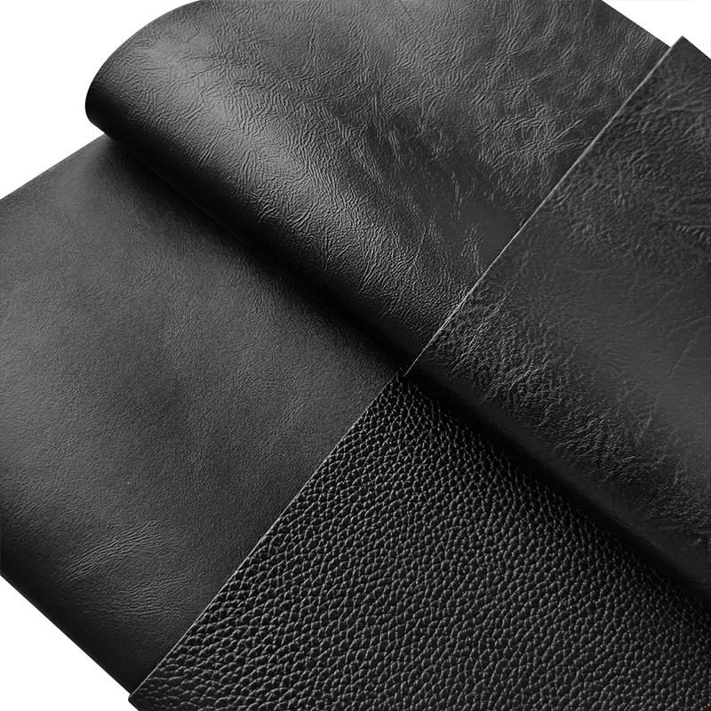 All Black Series Texture Embossed Synthetic Faux Leather Fabric Cotton Backing for Making Upholstery Garment Accessories