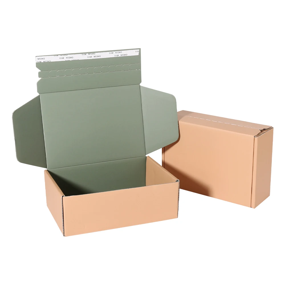 Custom Logo Printed Ear Lock Corrugated Cardboard Paper Packaging Mailer Postal Shipping Box