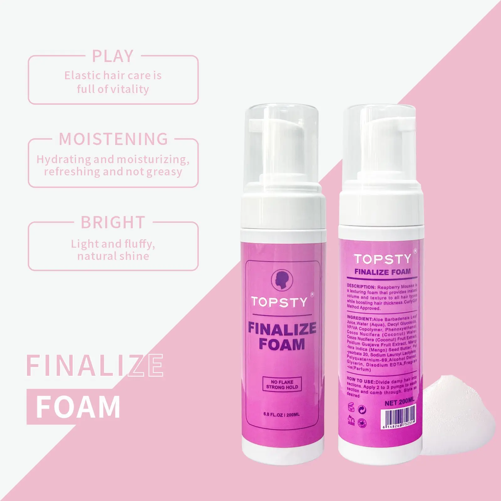 Sculpting Foam Firm Hold Volumizing Hair Mousse Private Label Fast Drying for Hair Styling