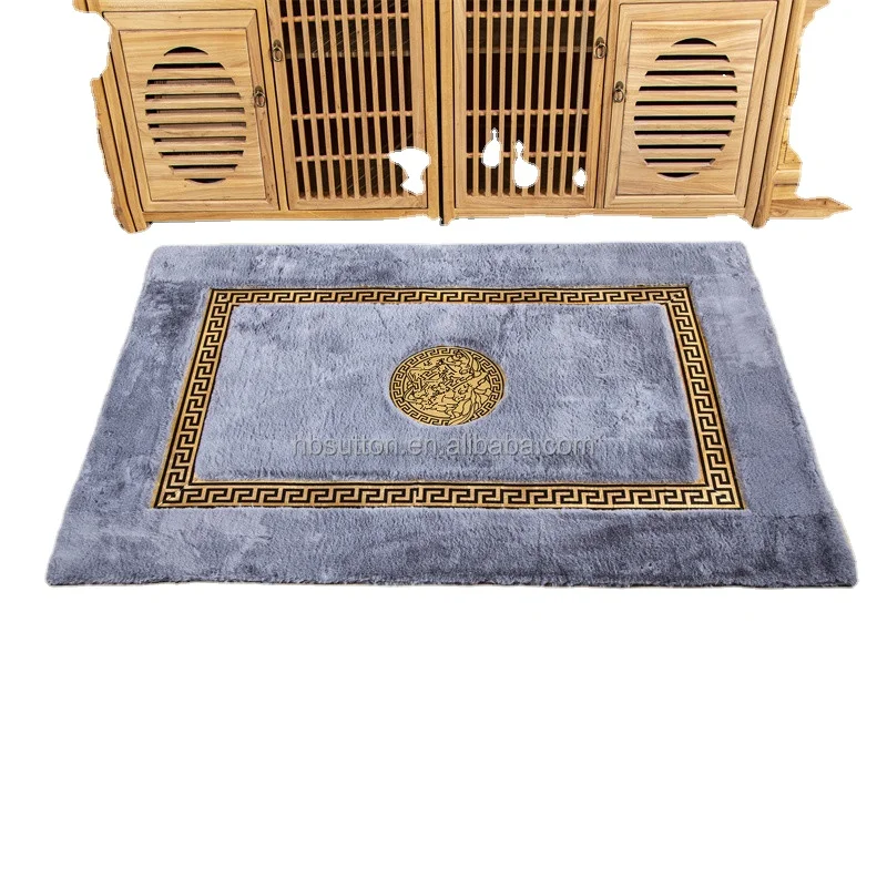 Plush Soft Hallway carpet Faux Leather Corridor Rug Decorative Fluffy Kitchen Black Gold Rug Black Floor Luxury Carpet