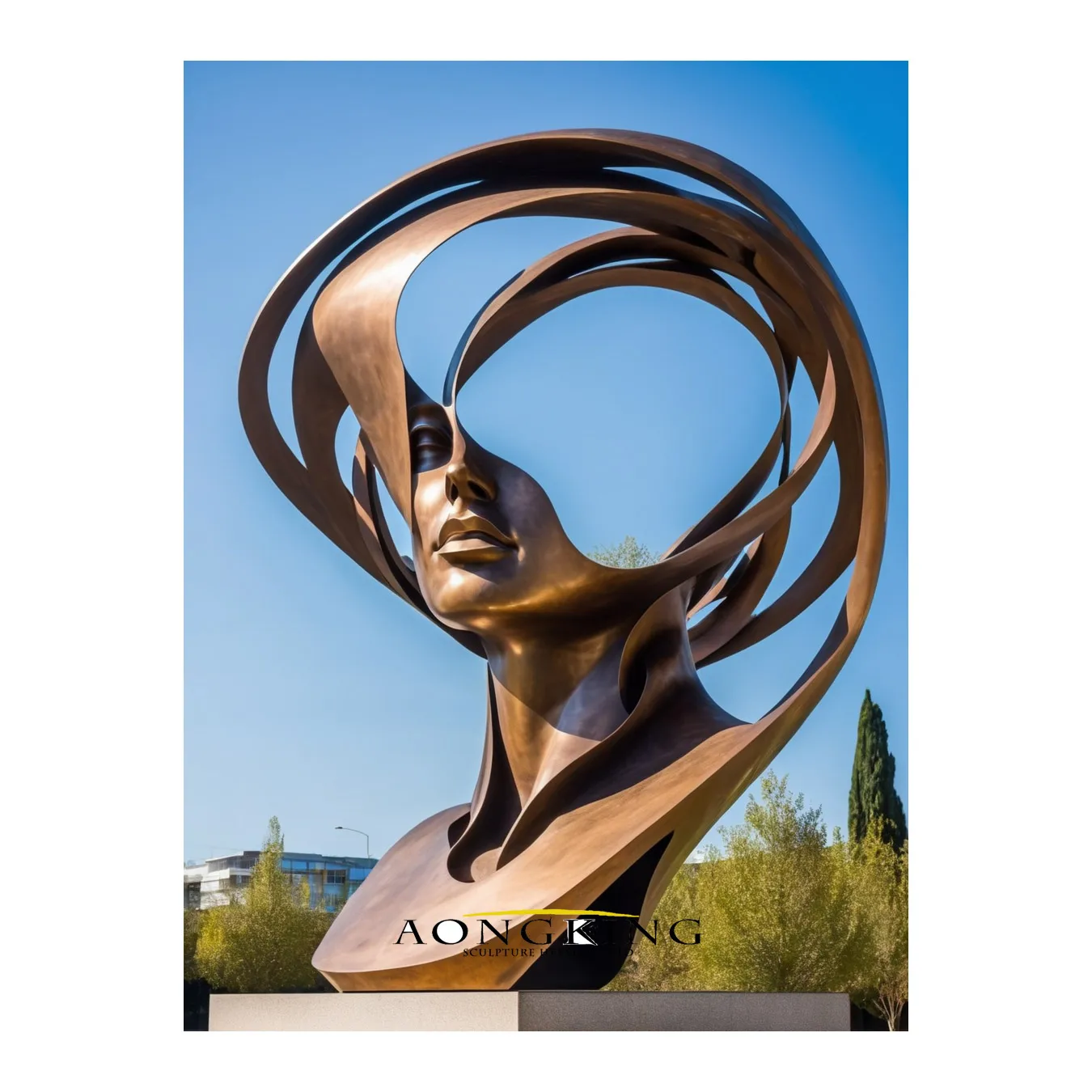 famous modern art  Gardens Abstract Large Face Bronze Statue