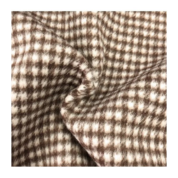 New Style Italian tartan plaid wool polyester  blend cashmere fabric for ladies coats