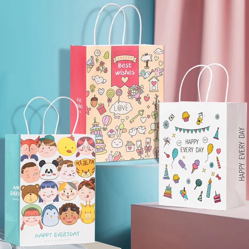 personalized white flat kraft shopping paper bag small recyclable virgin ice cream cups gift package with twisted handle