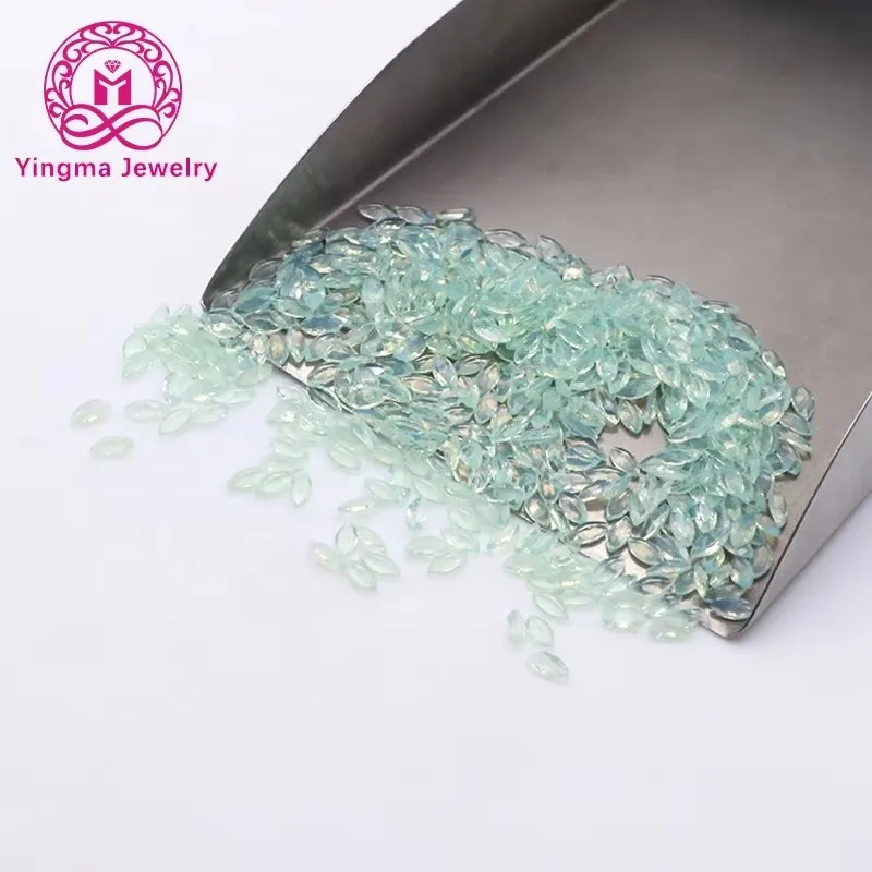 Yingma Jewelry Loose Gemstone Marquise Cut 2x4 mm Loose Green and Blue Color Artificial Opal Stone
