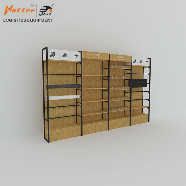 Yiwu Hotter Miniso wooden SINGLE SIDE display shelf Jewelry shelf phone accessories display rack retail shelf