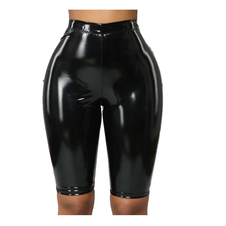 
New Fashion Women Black PU Leather Biker Shorts Women Tight Shorts 