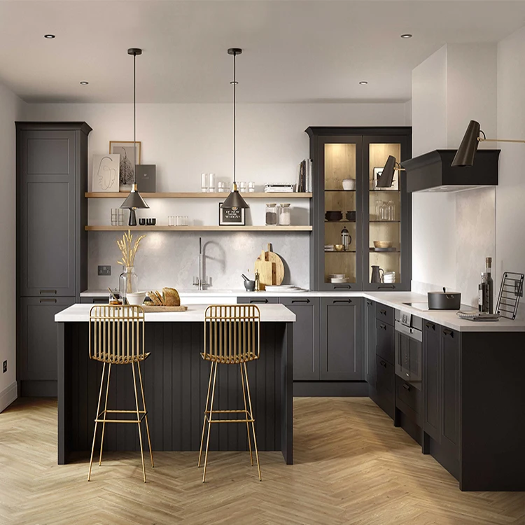 shaker gray glossy ethiopian furniture kitchen cabinet set european style kitchen cabinets for custom prefab houses
