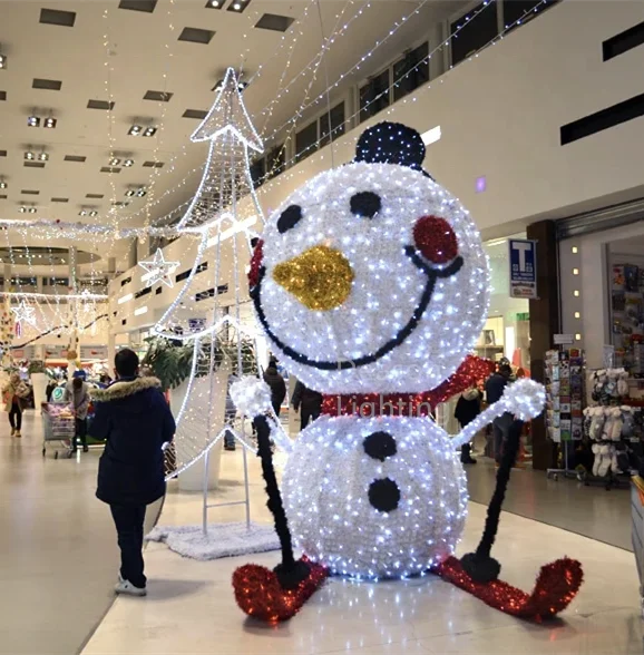 Skiing snowman led christmas indoor or outdoor decoration