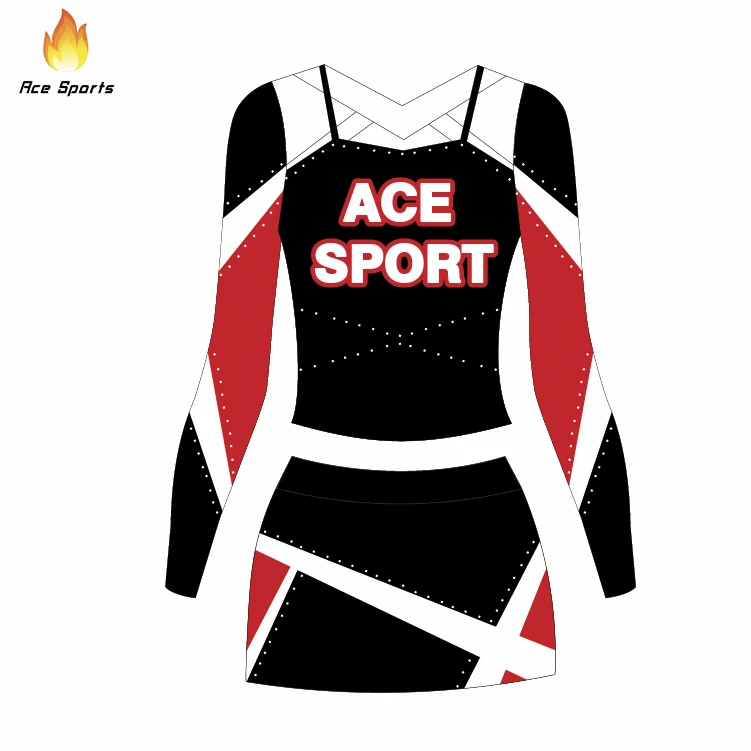 Ace Sports Hot Sale New Design Cheerleading Uniforms Free Design Cheer Outfits With Rhinestone Girls Performance Wear