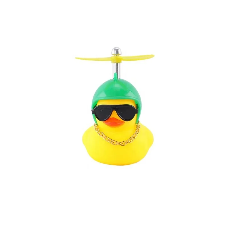 Cute Hot Selling Mini Yellow Rubber Duck Car Duck Ornaments Bike Gadgets with Propeller Helmet
