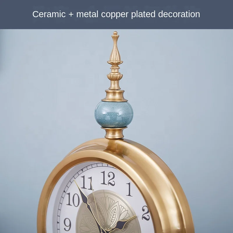 12 inch luxury home living room creative decoration metal vertical clock fashionable ceramic Christmas gift silent floor clock