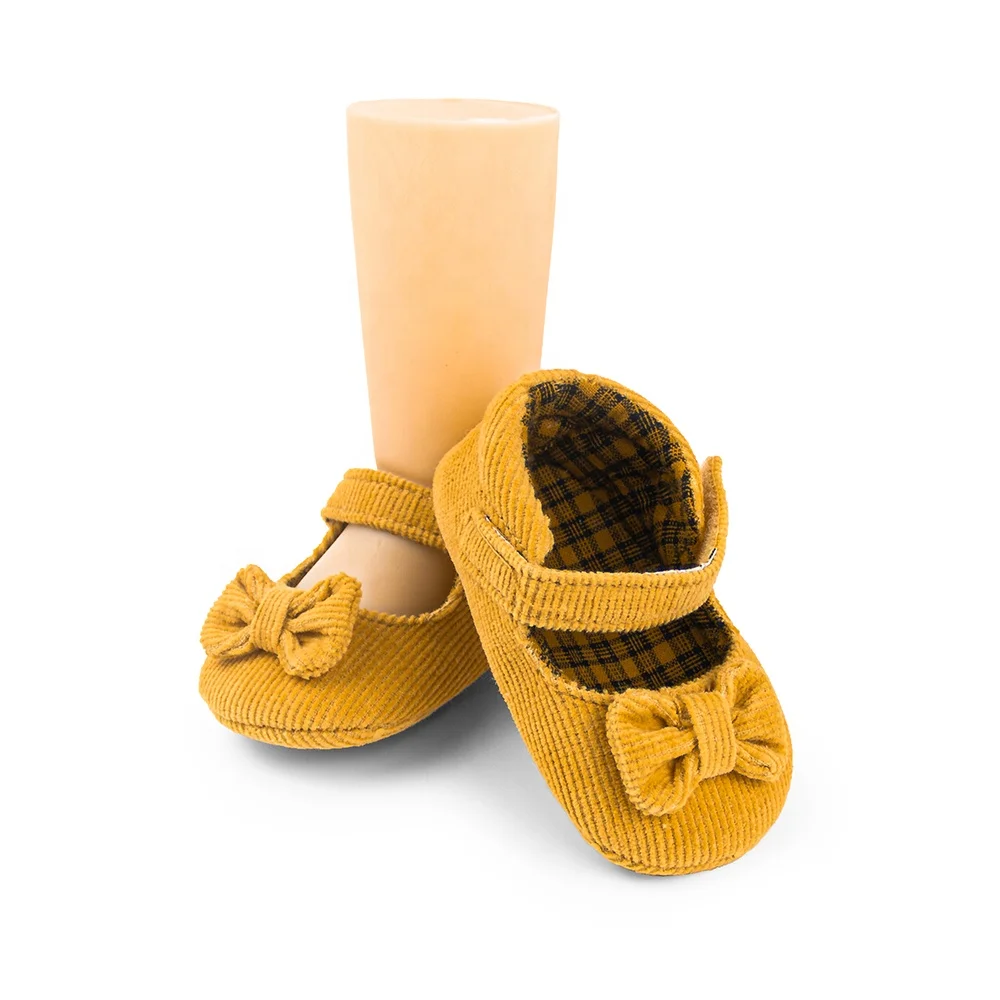 
In stock plaid corduroy baby shoes, Mary Jane infant shoes 