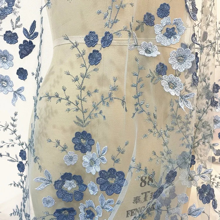 Multicolor 3D Embroidered Flower Lace Fabric Wedding Dress Costume Fabric