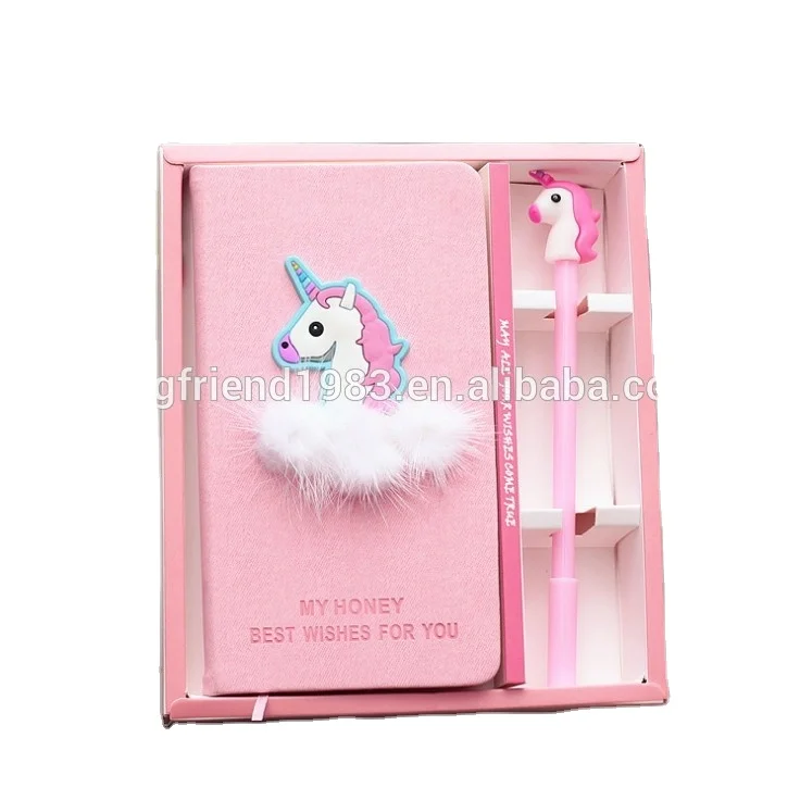 Creative Mascot Pink Girl Heart Unicorn Cute Pet Gift Box stock notebook