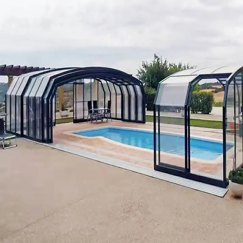 Sunroom kit villa swimming pool roof sun room outdoor awning retractable Glass sunroom pavilion