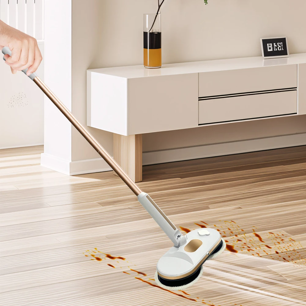 Electric Water Mop Cleaner Machine 360° Rotatable Spin Cleaning Mop Wet and Dry Use Hand Push Household Floor Cleaning