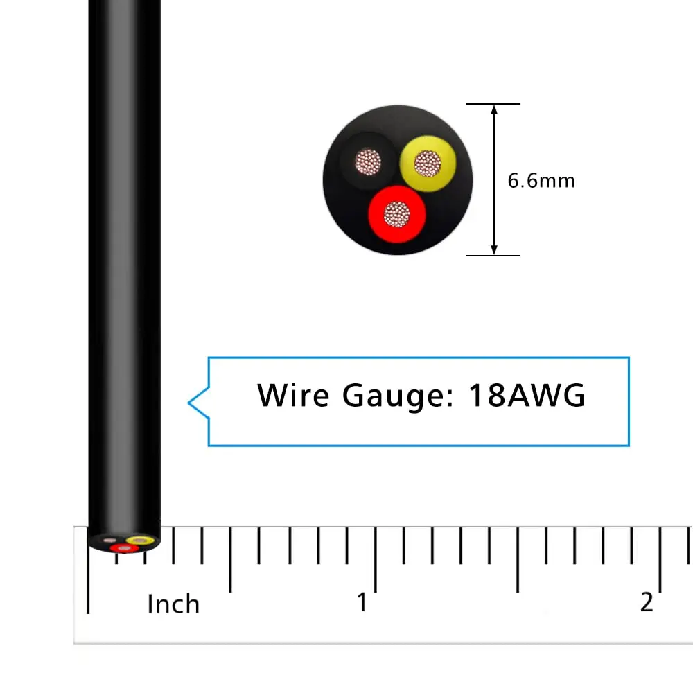 RVV Wire Cable Extension Cord Copper Electricity 3 Conductor 0.75mm Electric Cores Black Xlpe Power