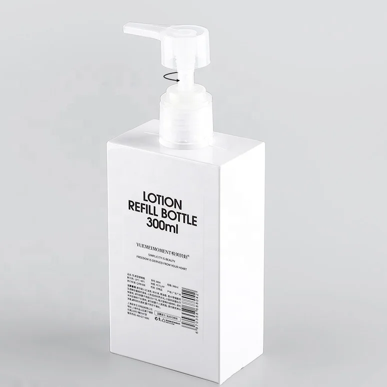 Unique Empty Cosmetic Container Square Pump Bottle Square Screw Cap Plastic Bottle Shower Skincare Bottle 100ml 200ml 300ml Hdpe