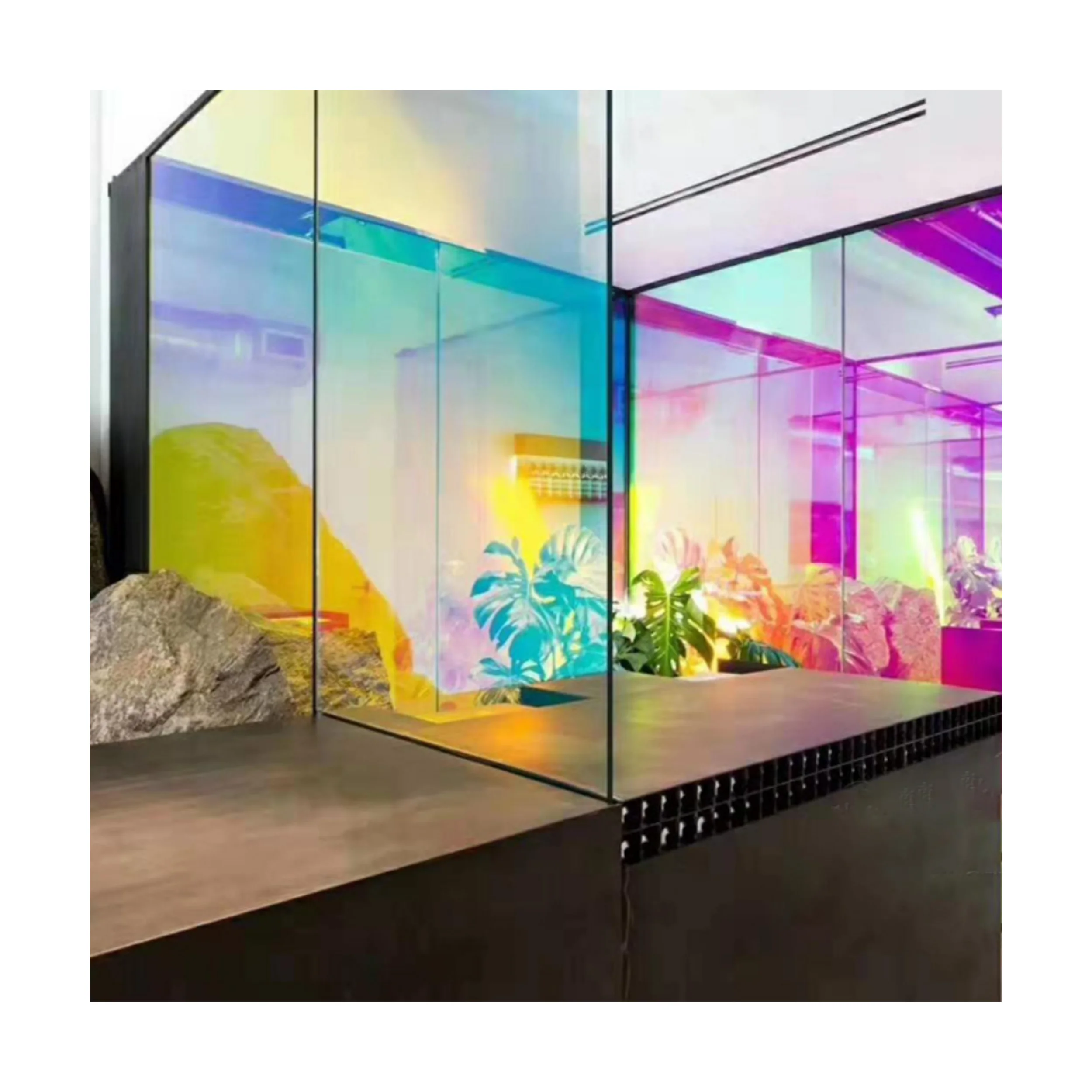 Popular Art Partition Vibrant Glass Decorative Glass Iridescent Coated Glass For Doors And Windows