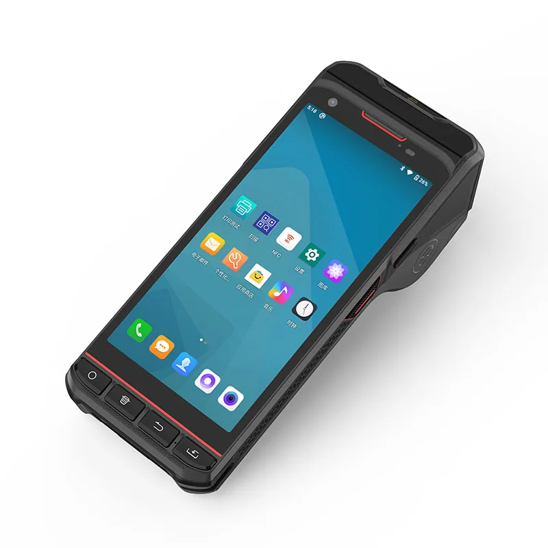 4G Android Handheld Rugged PDA with Built-in Thermal Printer 2D Barcode Scanner Optional for Restaurant Use