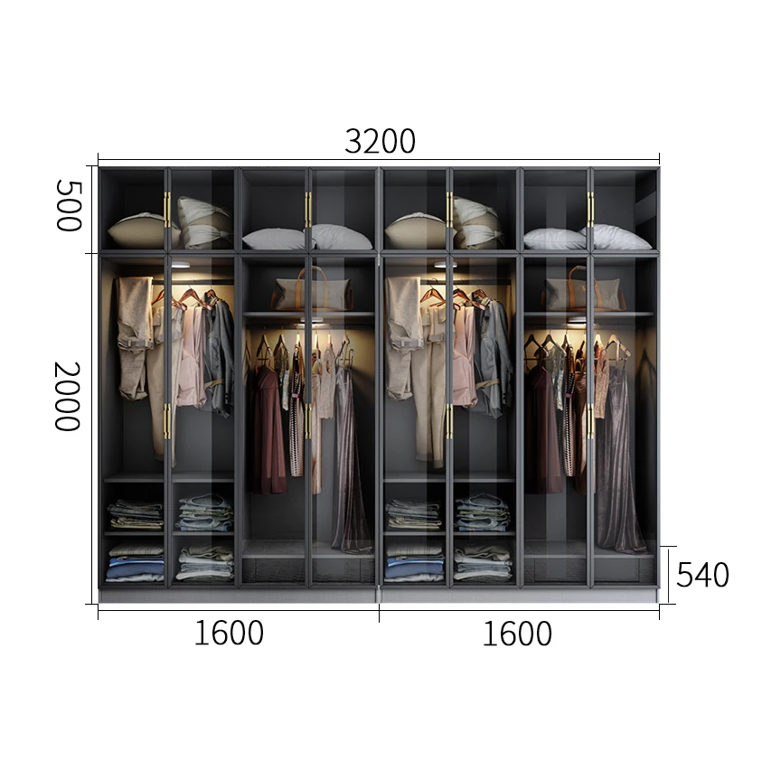 System Ajastable walkin wardrobe Cloakroom Melamine Wardrobe Style Bedroom Aluminum Modern Bedroom Furniture Home Furniture