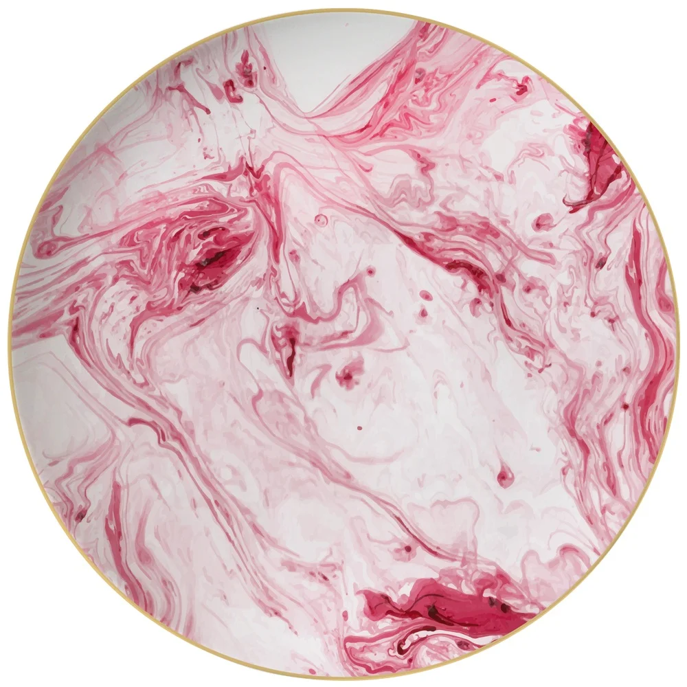 Fantasy pink color marble dessert dish wedding ceramic dinnerware set