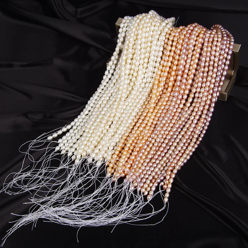 Wholesale Natural 3mm 4mm 5mm 6mm Rice Fresh Water Pearl 3A Quality Rice Shape Pearl White Purple Pink Beads For Earring Making
