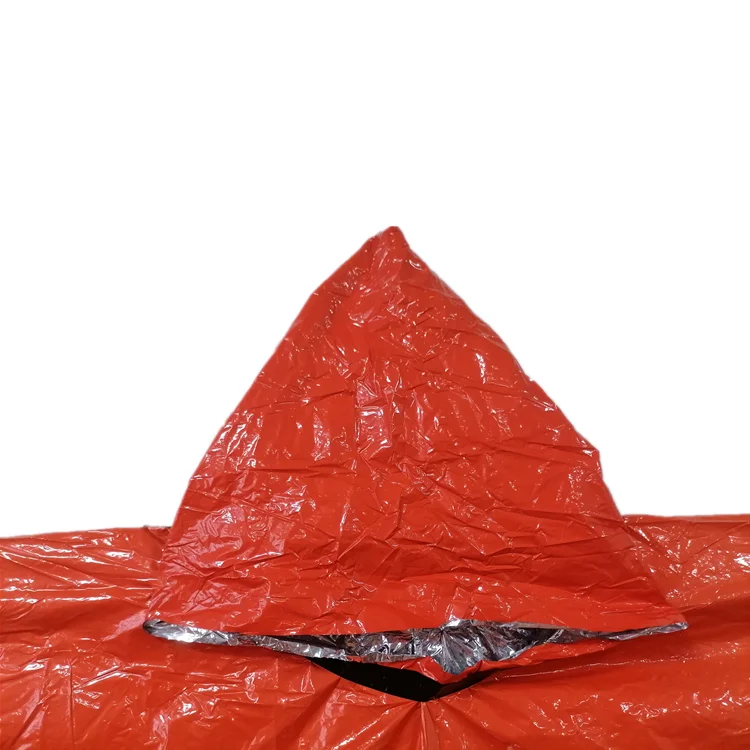 PE Orange Raincoat Wrapped Bulk Emergency Disposable Raincoats Ponchos with Hood for Adults