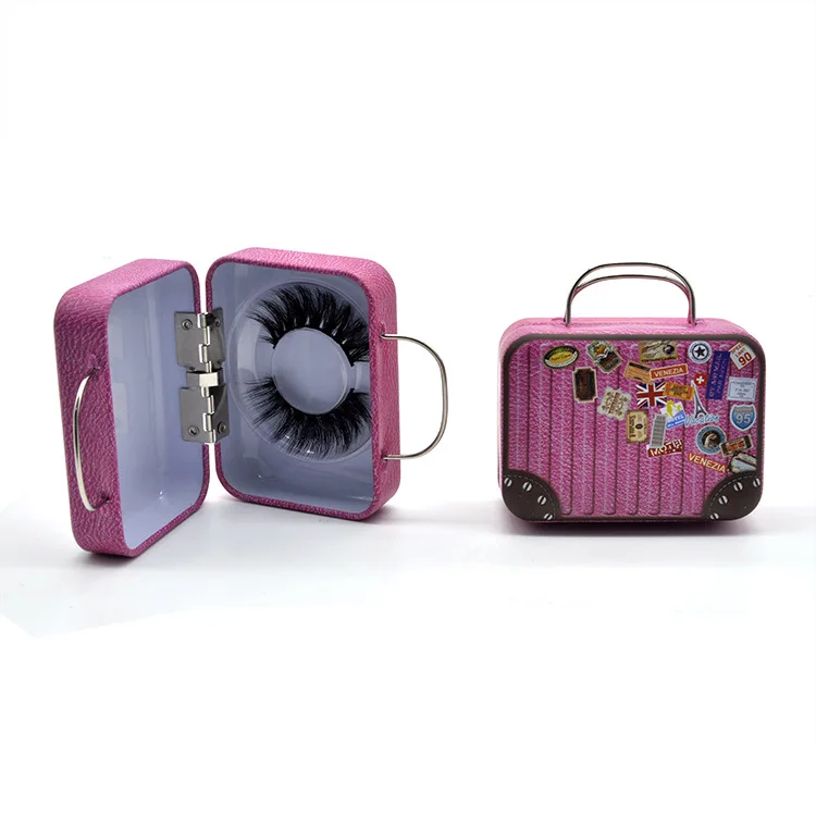 
RTS Wholesale mini Metal Vintage Suitcase Eyelashes Case Lash Package 