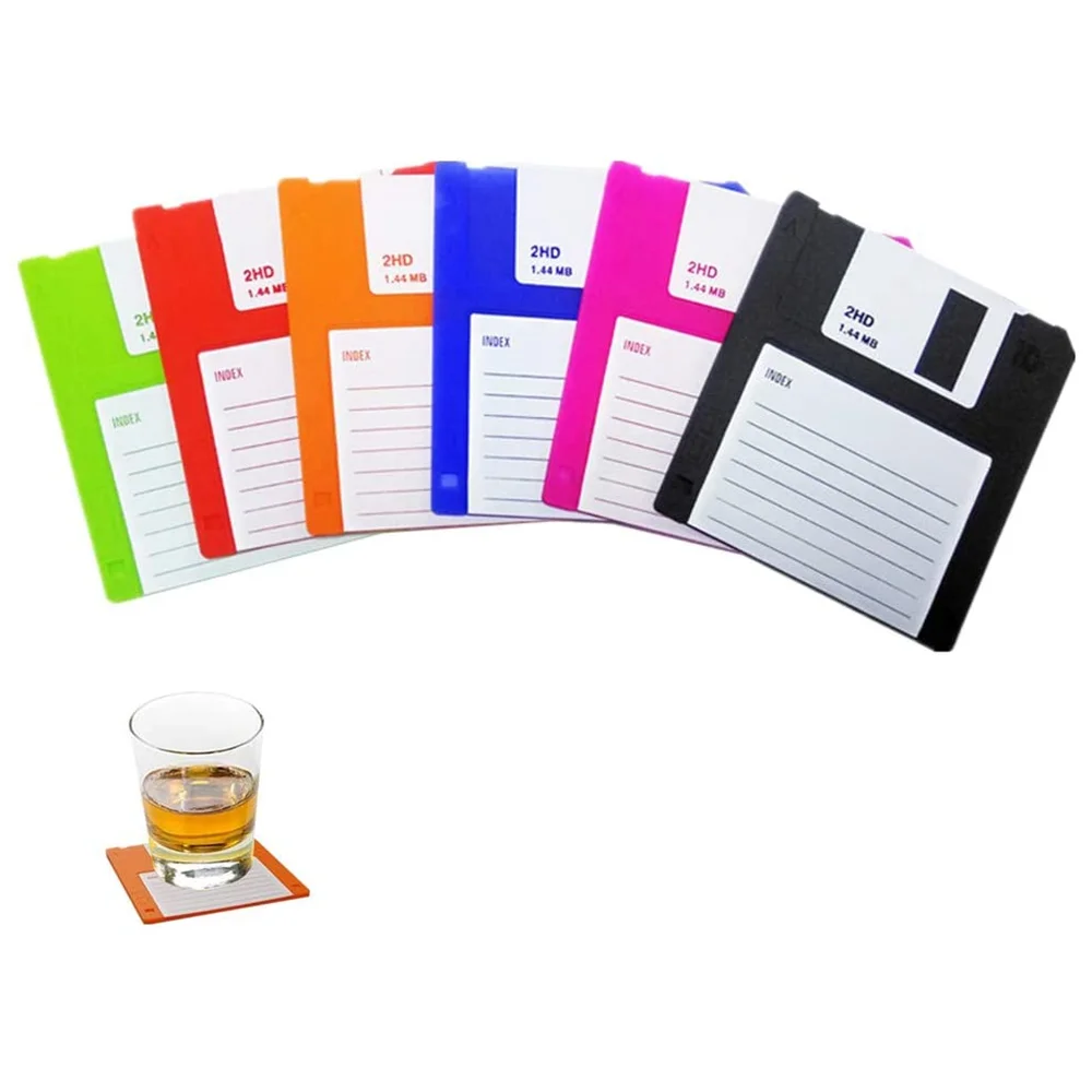 Floppy Disk Cup Black Coaster Silicone Rubber,silicone Mats & Pads Non-slip -40 Degree 230 Degree 9.2*9*0.2cm Everyday 500sets
