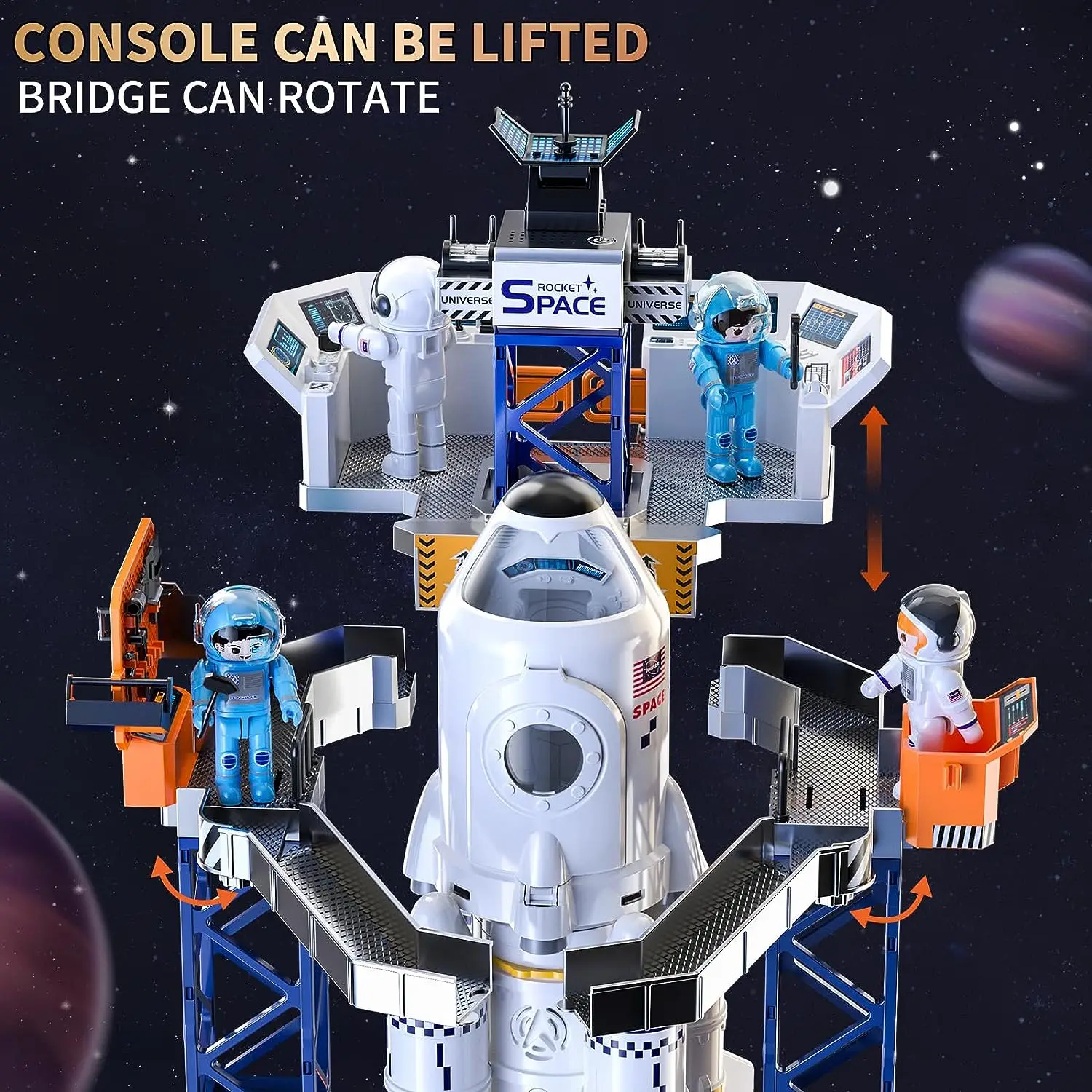 Lucky Toys Stomp Kids Spaceship Space Rocket Ship Toys with Launch Control Center & Mini Astronaut