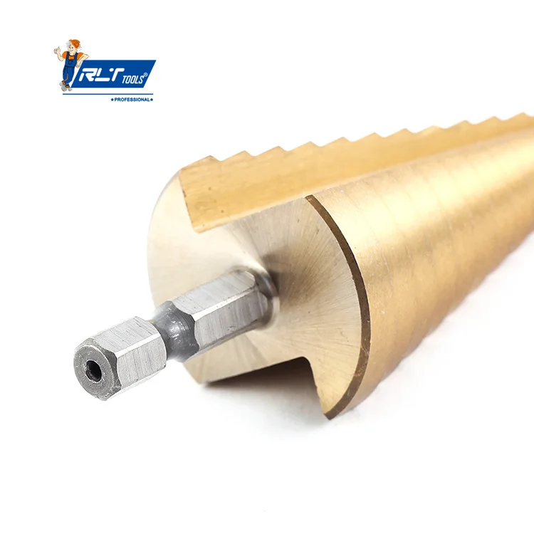 RLT Tools HSS Steel Titanium Step Drill Bits 3-12mm 4-12mm 4-20mm Step Cone Cutting Tools for Woodworking