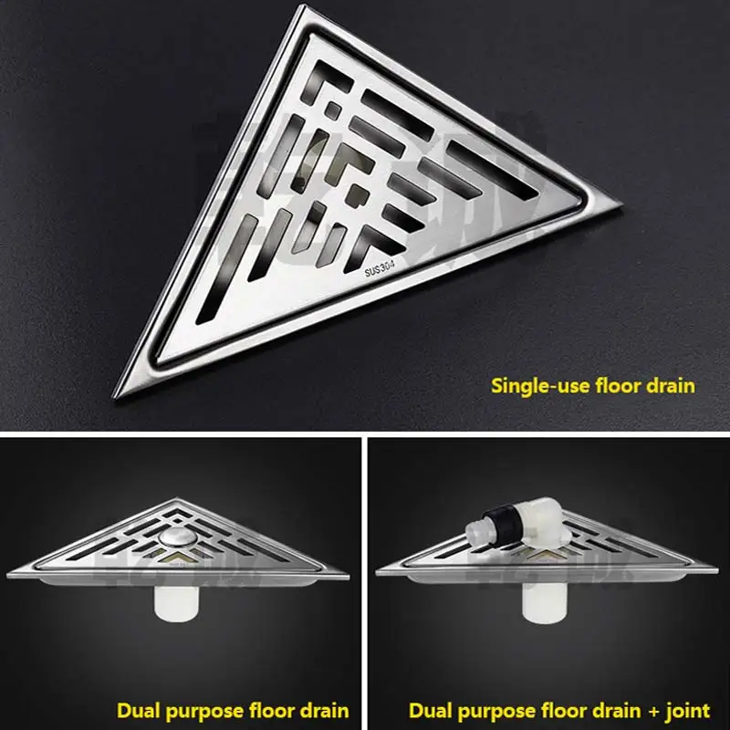  Оптовая продажа дренажный Слив для пола установка гостиниц ванной балкона треугольный U-образный из нержавеющей стали