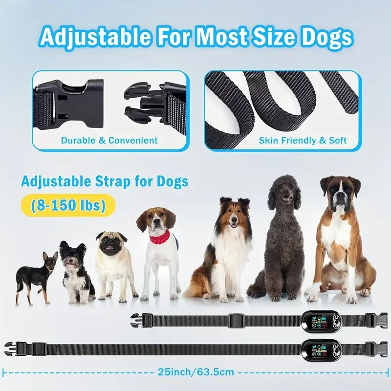 2025 Hot 2 Pack Dog Shock Collar Bark Control Warning Tone Vibration Shock Waterproof Rechargeable Dog Bark Deterrent Device