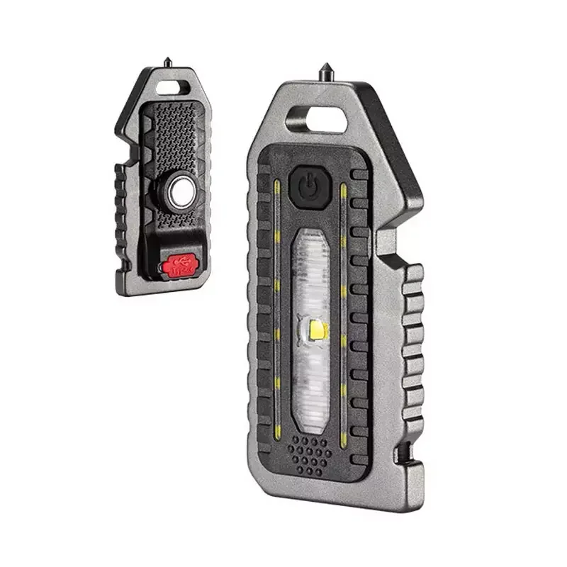 Mini LED Flashlight Keychain Light Strong Light Portable Torch White Yellow Red Light Tricolor