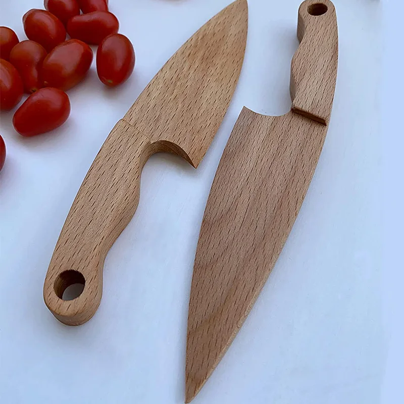 Montessori Handmade Craft Wood Handle Wooden Kids Knife for Kitchen