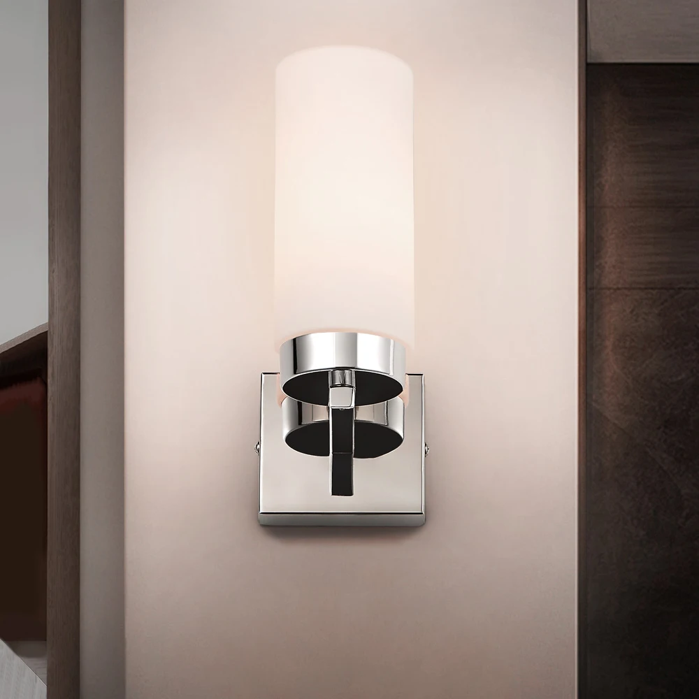 
5W Modern Glass Wall Mounted Hotel Lighting Bathroom Vanity Light Frosted Lampshade Wall Light Fixtures 